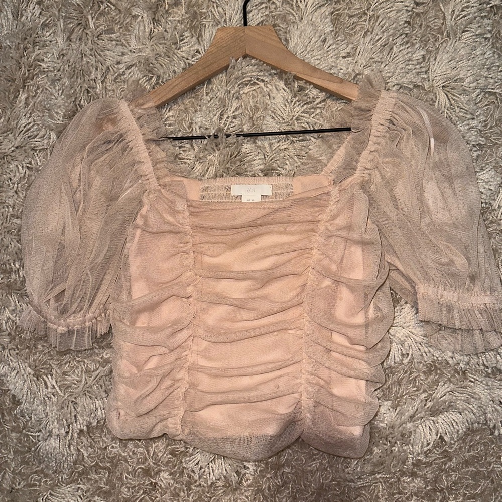 Pink tulle sheer top